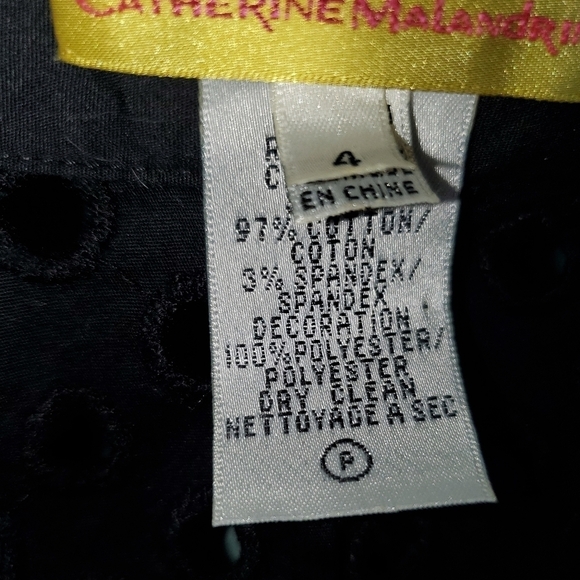 Long Sleeve Black Buttondown with Mesh Eyelet Cut Top 4 Petite - Picture 9 of 12